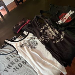 Four Harley-Davidson Tank Tops and a Harley-Davidson headband